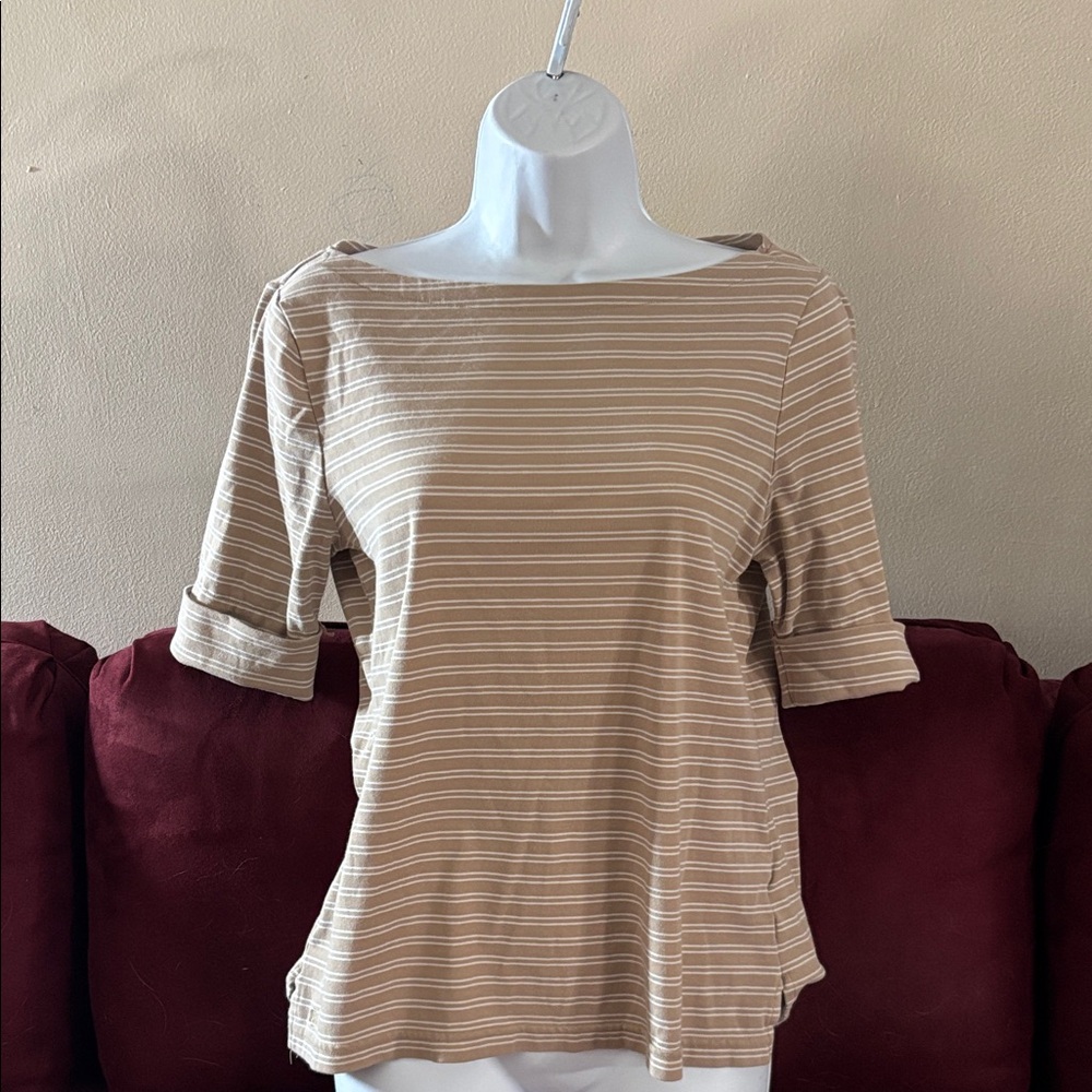 Ralph Lauren Beige Striped Short Sleeve Tee